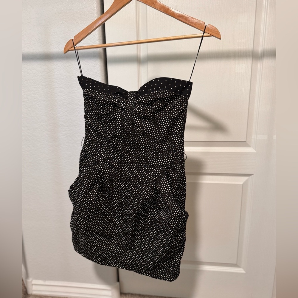 Zara TRF Mini Elegant Black Polka Dot Dress / missing belt - Picture 1 of 3